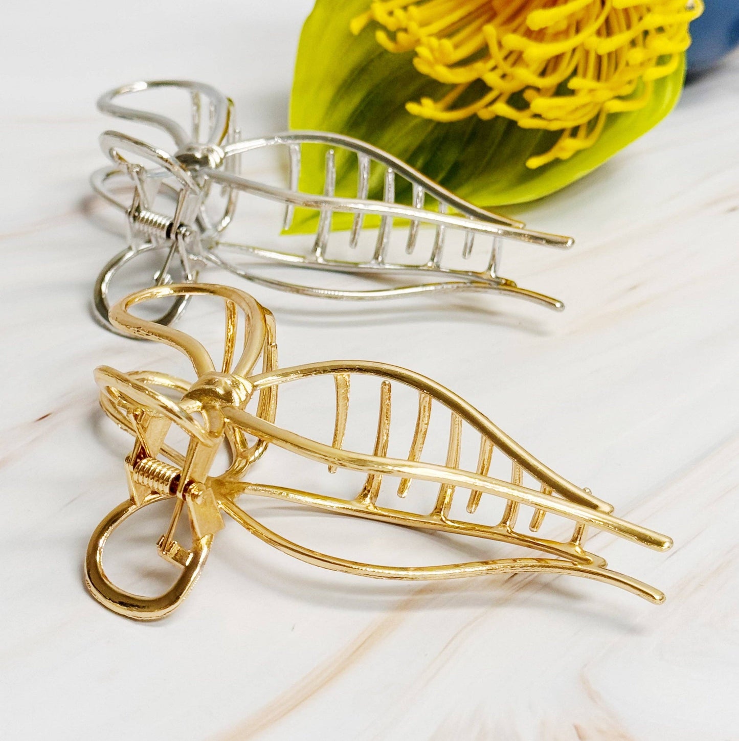 Metal Bow Hair Claw Set Of 2