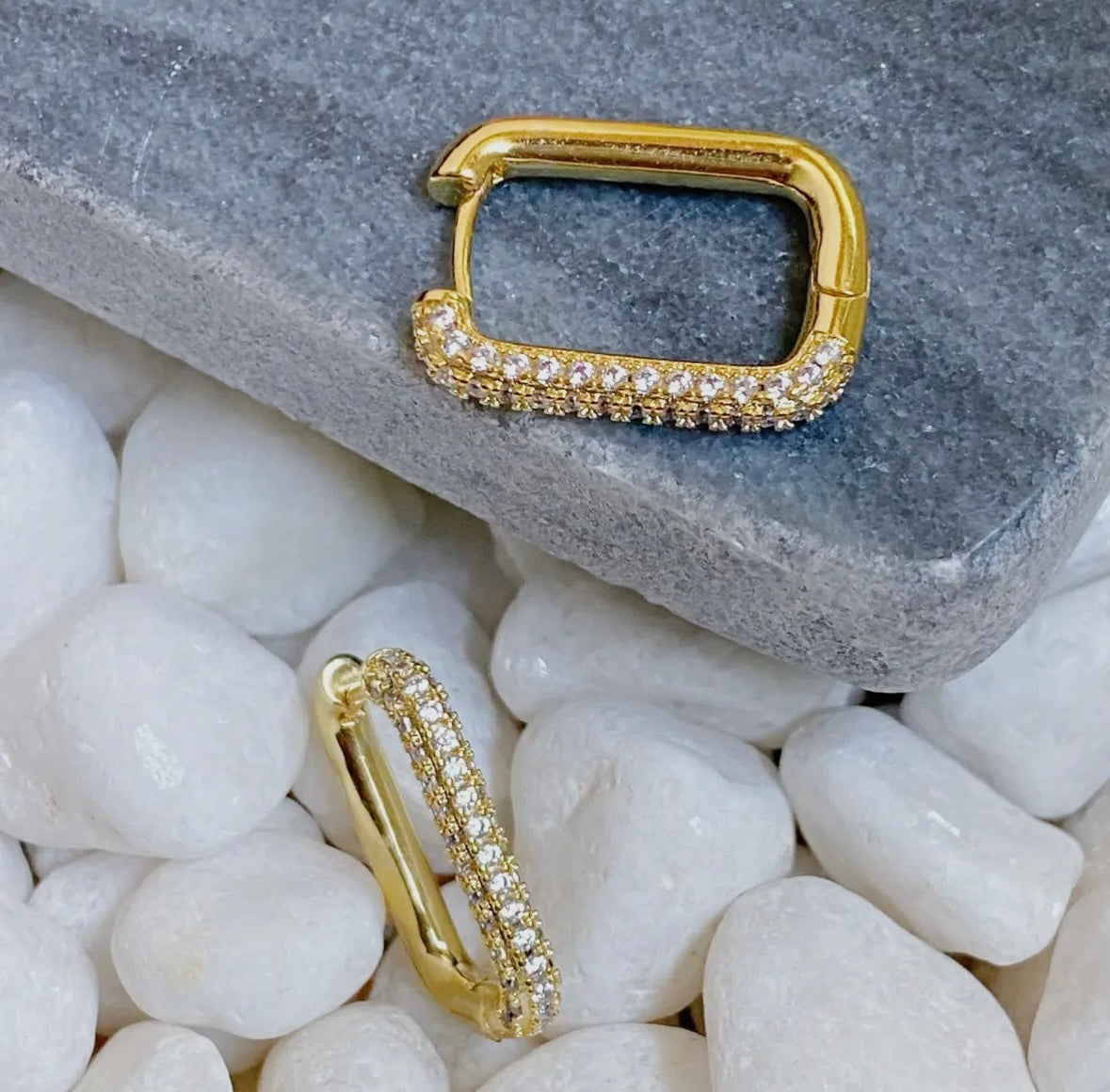 Rectangle Crystal Hoops