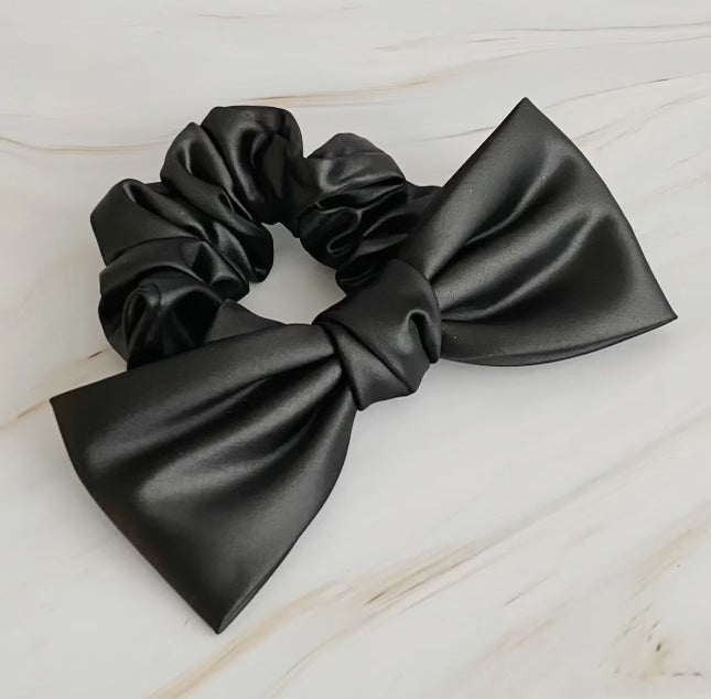 Satin Bow tie hair scrunchy