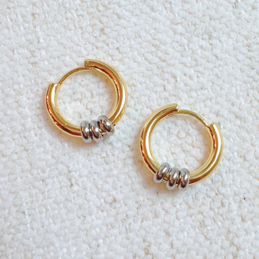 Ringed Up: Two Toned Huggie Hoop Earrings