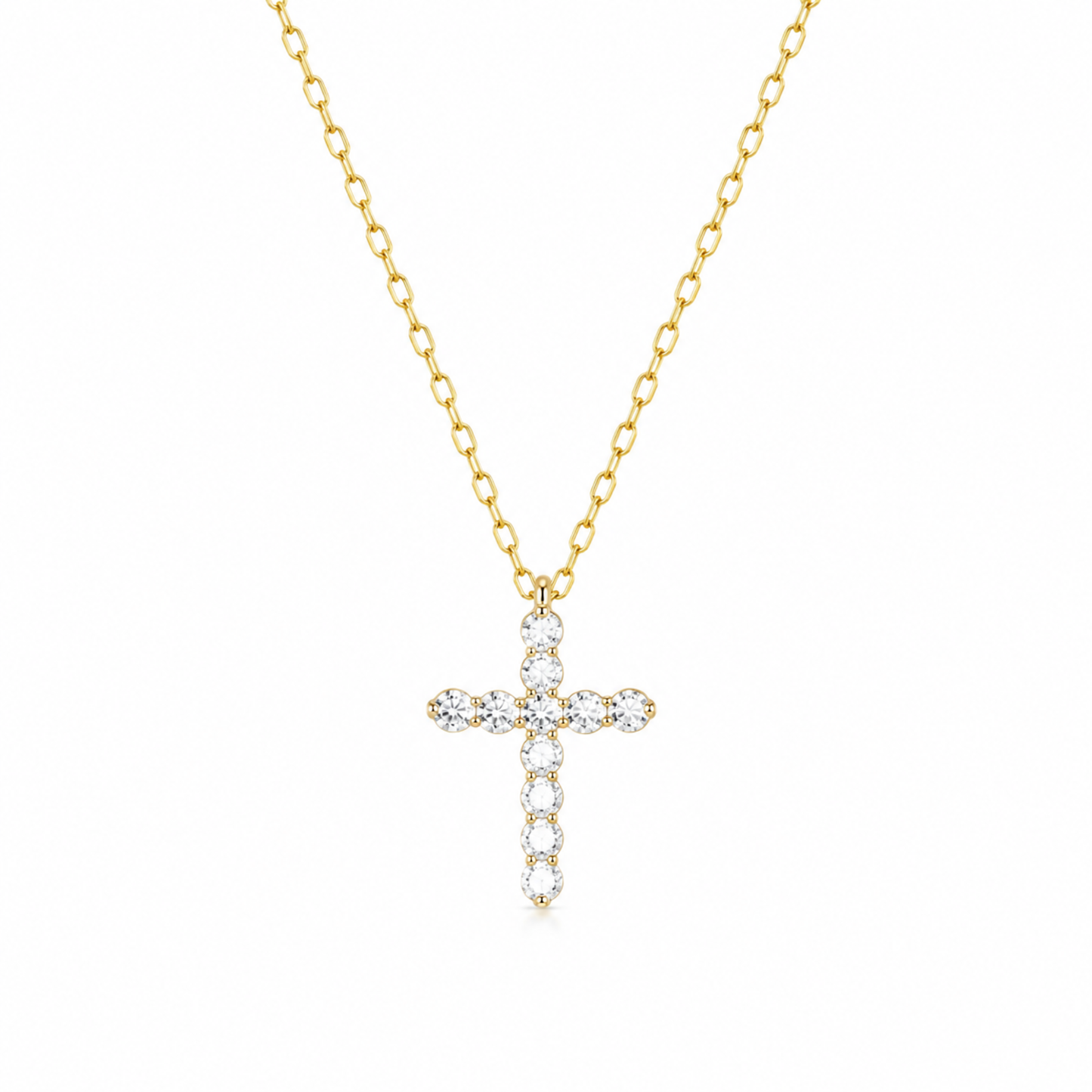 Faceted Crystal Cross Necklace