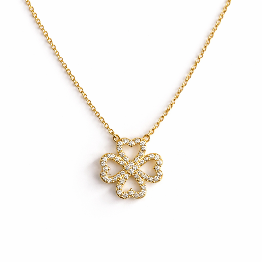 Golden Clover Crystal Necklace – Modern Radiance