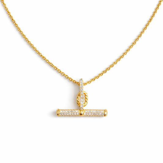 Pavé Accent T-Bar Chain Necklace