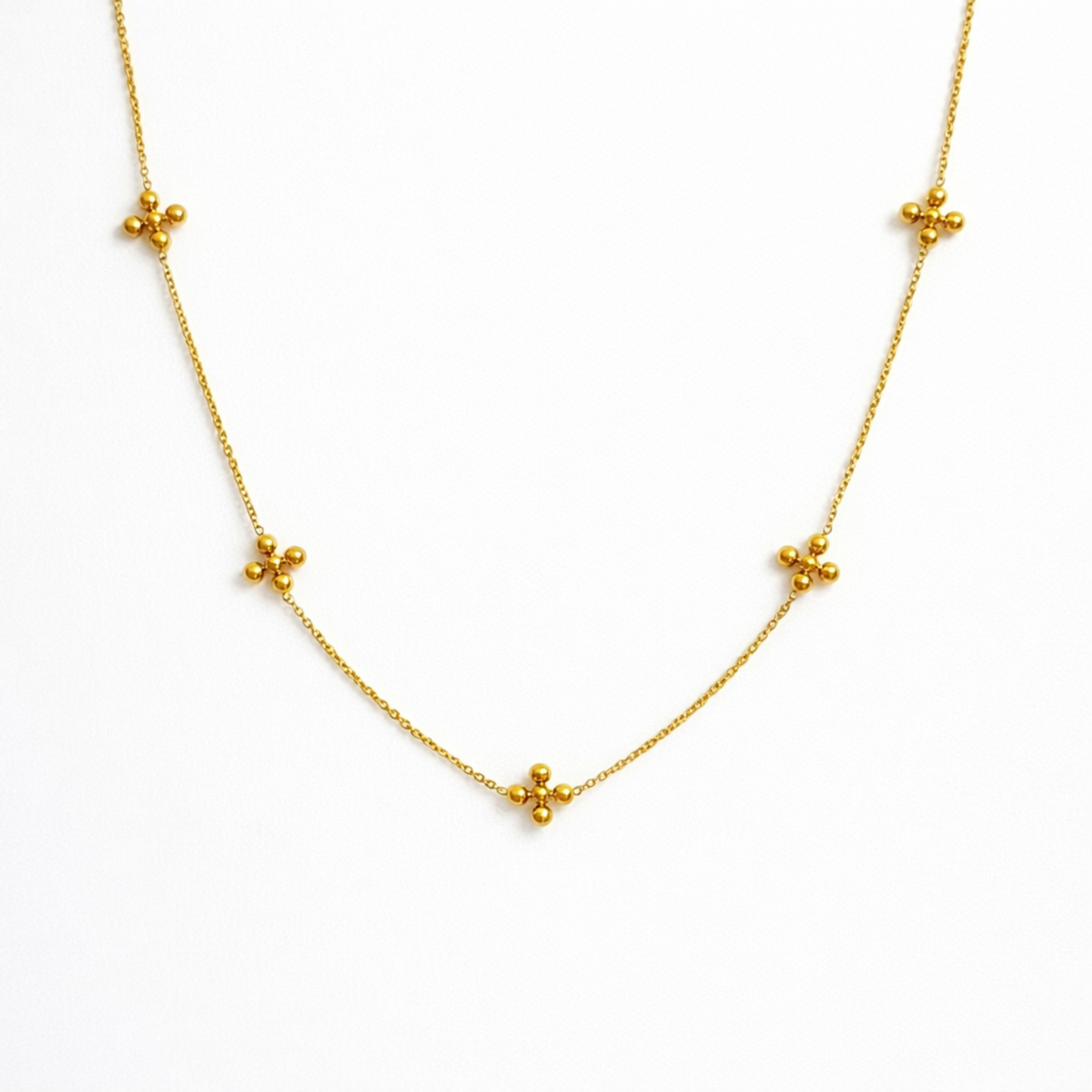 Dot Dot Golden Cross Necklace - Water & Tarnish Resistant
