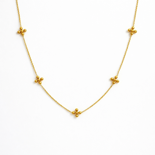 Dot Dot Golden Cross Necklace - Water & Tarnish Resistant