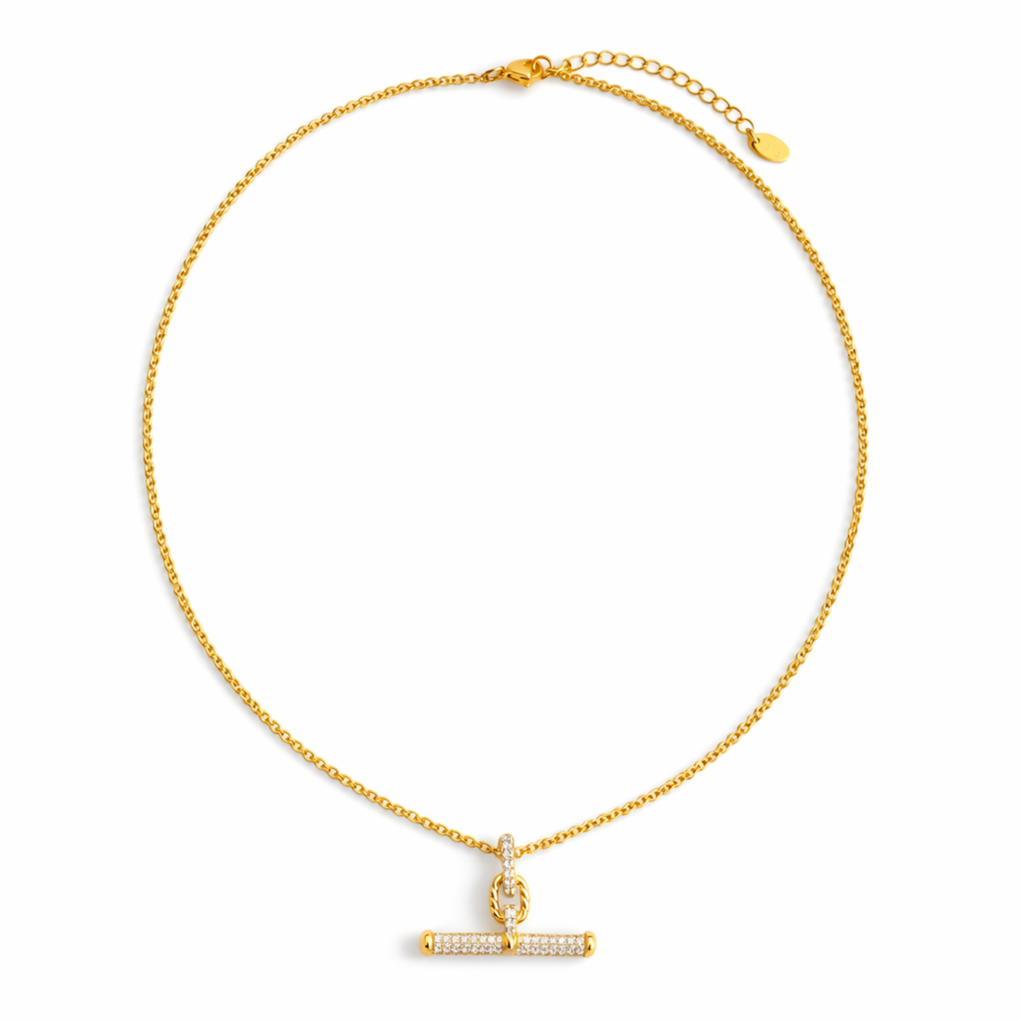 Pavé Accent T-Bar Chain Necklace