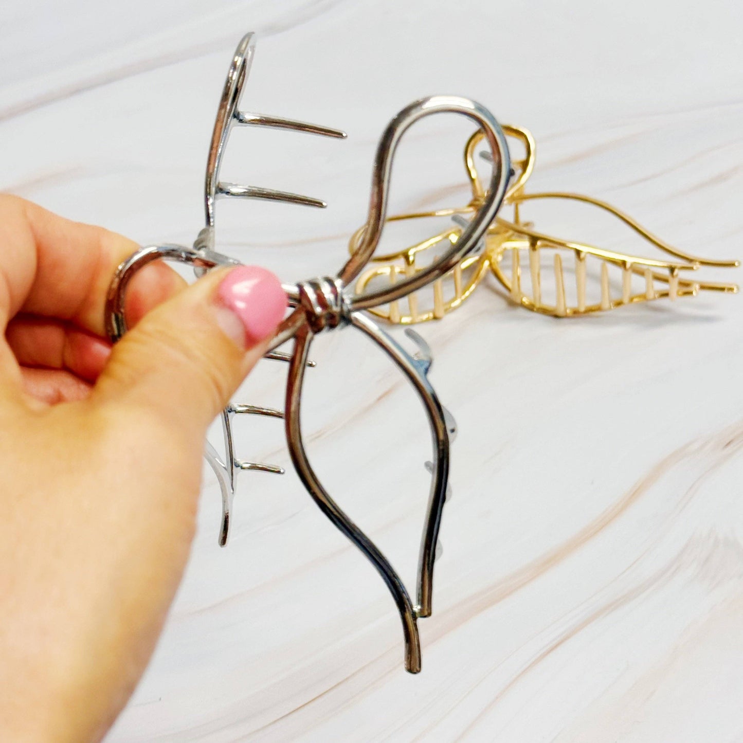Metal Bow Hair Claw Set Of 2