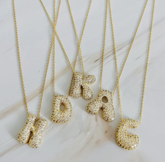 Crystal Bubble Initial Necklace