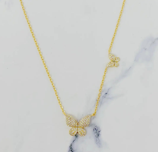 Double Shine Butterfly Necklace