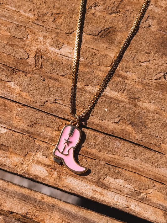 Pink Boot Necklace