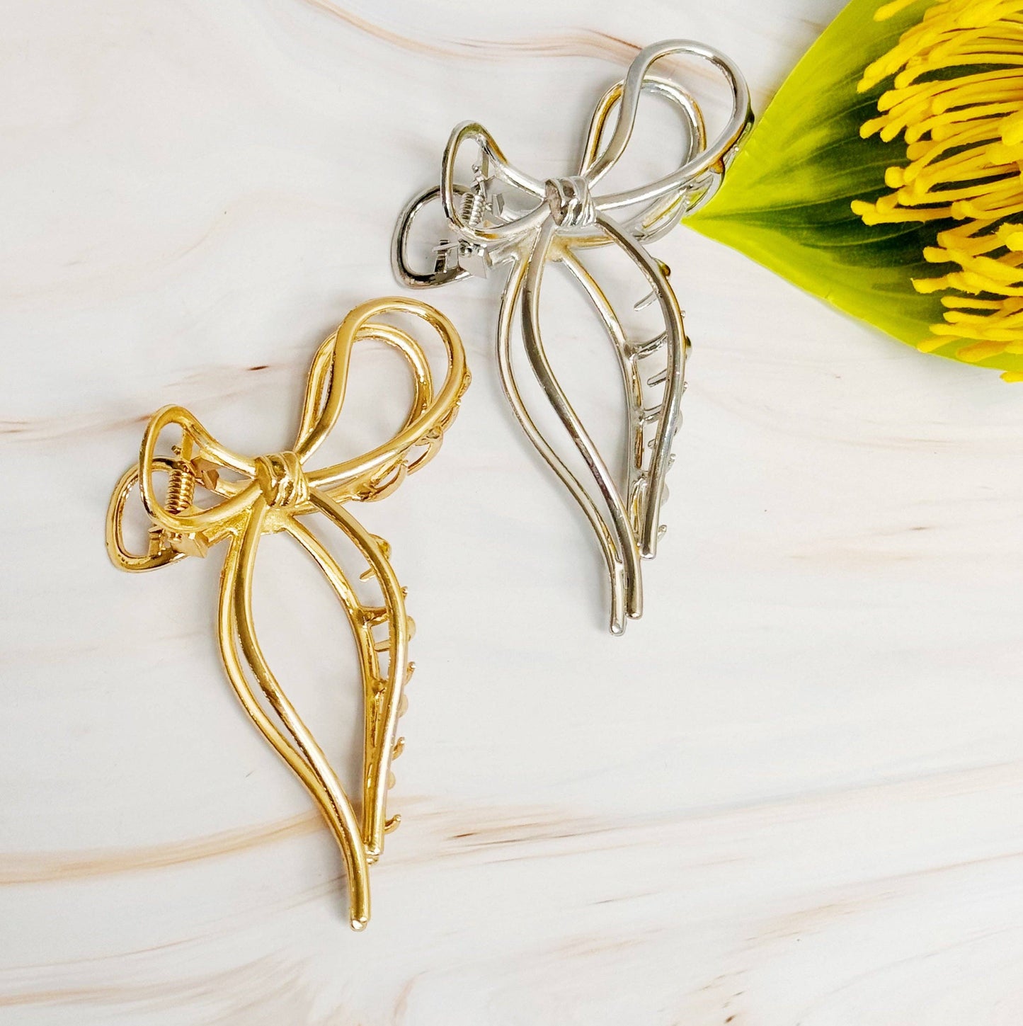 Metal Bow Hair Claw Set Of 2
