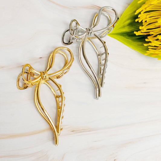 Metal Bow Hair Claw Set Of 2